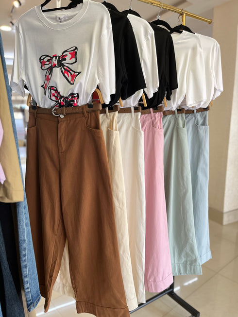 Summer Solid Colour Pant With Belt